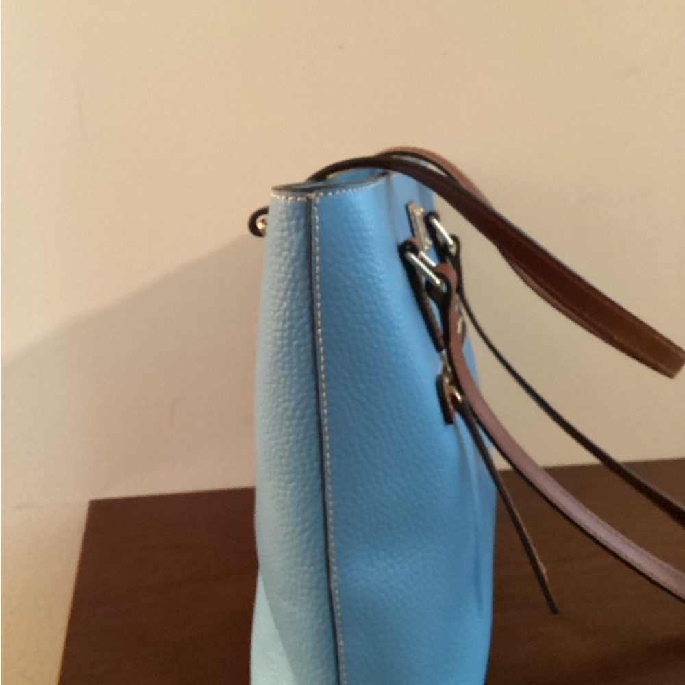 Dooney & Bourke Blue Pebbled Leather Satchel Handbag w Dust Bag - Picture 7 of 9